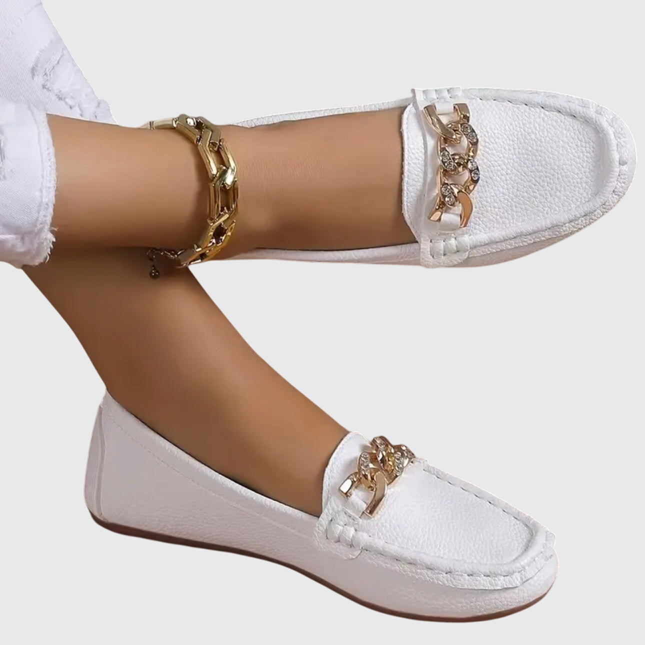Mocassins Femme Chaîne Bout Rond Élégants