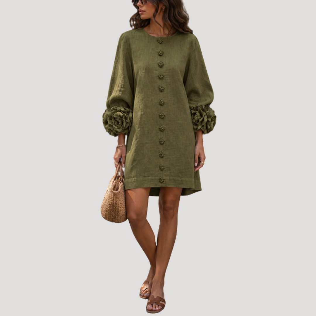 Robe Mini Femme Évasée Boutonnée