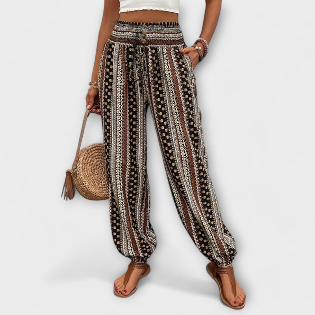 Pantalon Femme Taille Élastique Imprimé Décontracté
