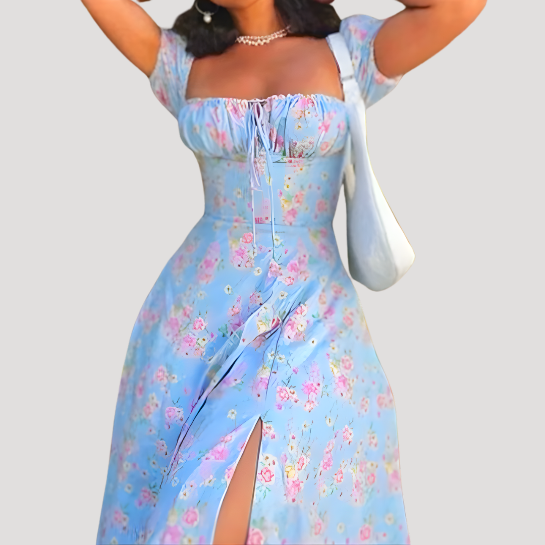 Robe Fleurie Femme Style Milkmaid À Manches Bouffantes