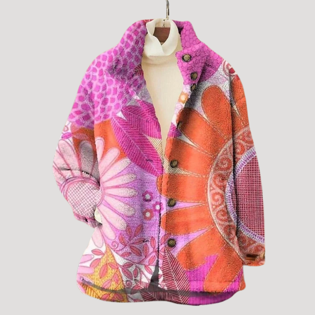 Veste femme fleurie vintage boutonnée