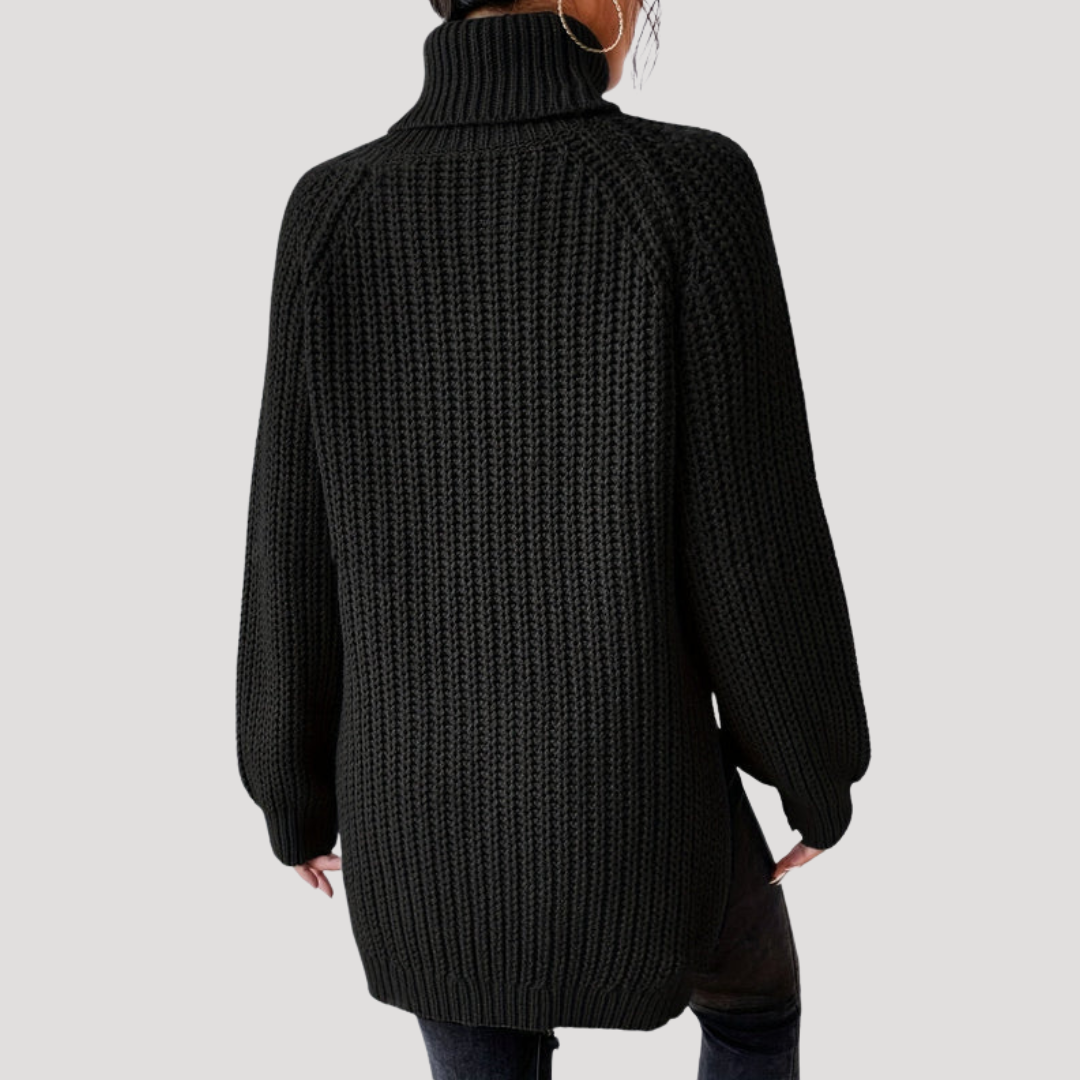 Pull Femme Oversize en Maille à Col Montant