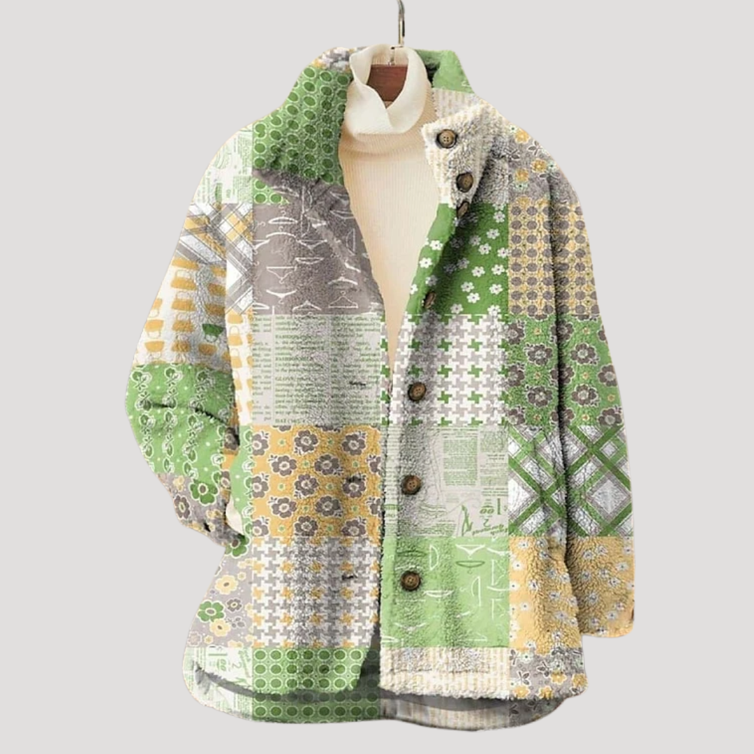 Veste femme fleurie vintage boutonnée