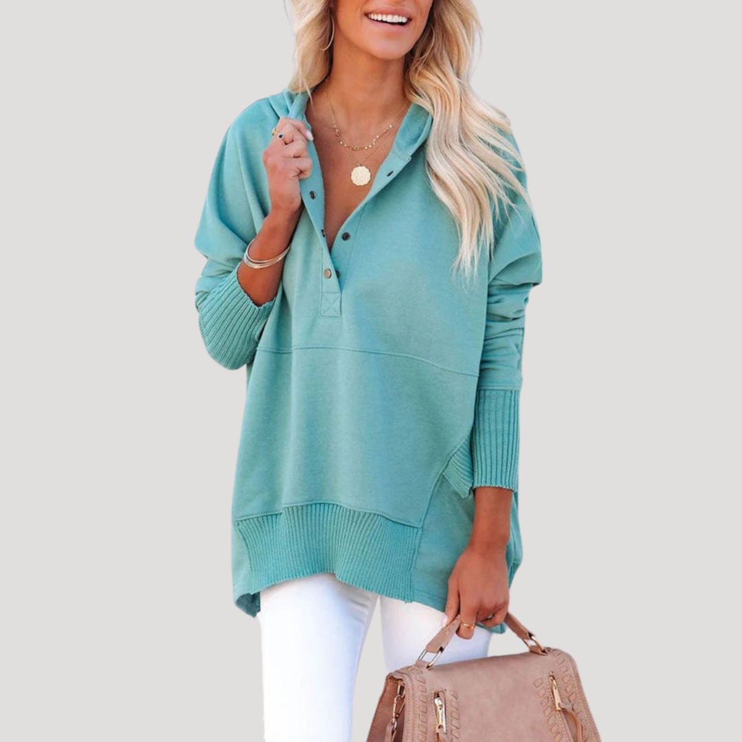 Sweat à Capuche Femme Oversize à Patte Pressionnée