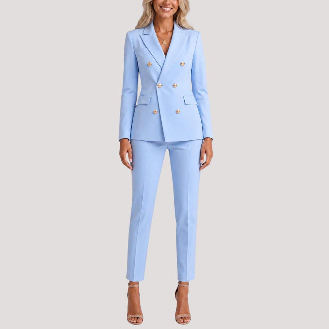 Tailleur Pantalon Femme Croisé à Double Boutonnage