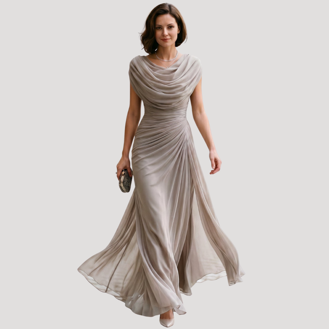 Robe Longue Femme Drapée Fluide Élégante