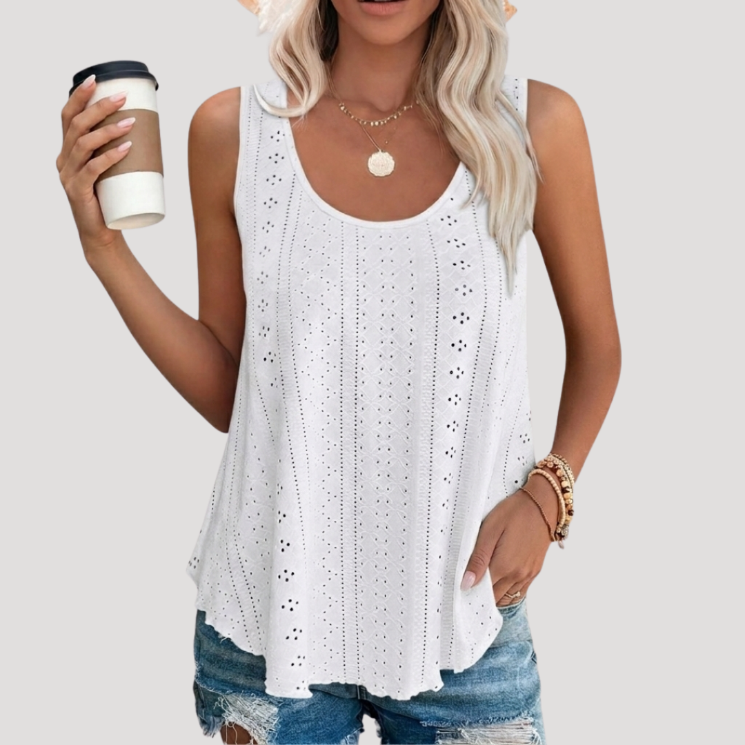 Débardeur Femme Broderie Anglaise Fluide Été