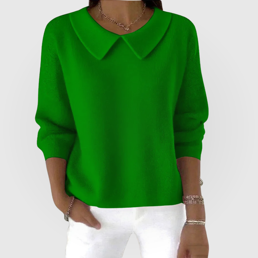 Pull Femme Uni Manches Longues Col Claudine