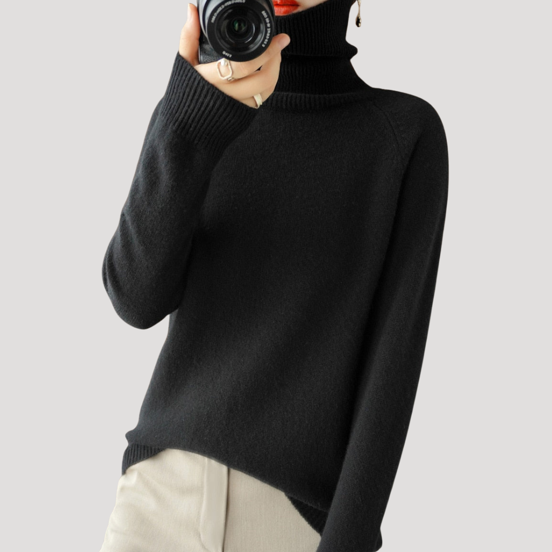 Pull femme col roulé manches longues