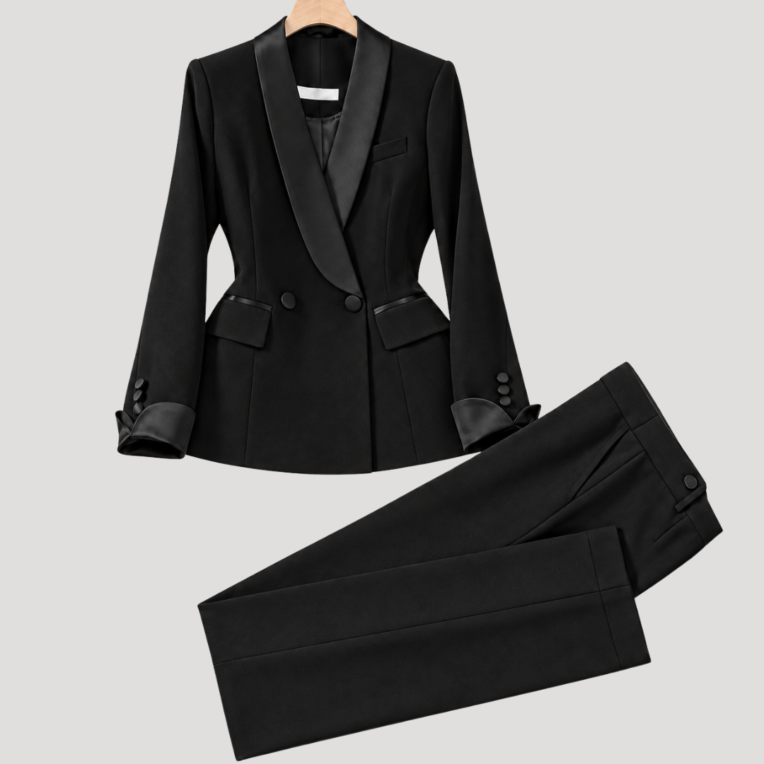 Blazer Femme Ajusté à Double Boutonnage