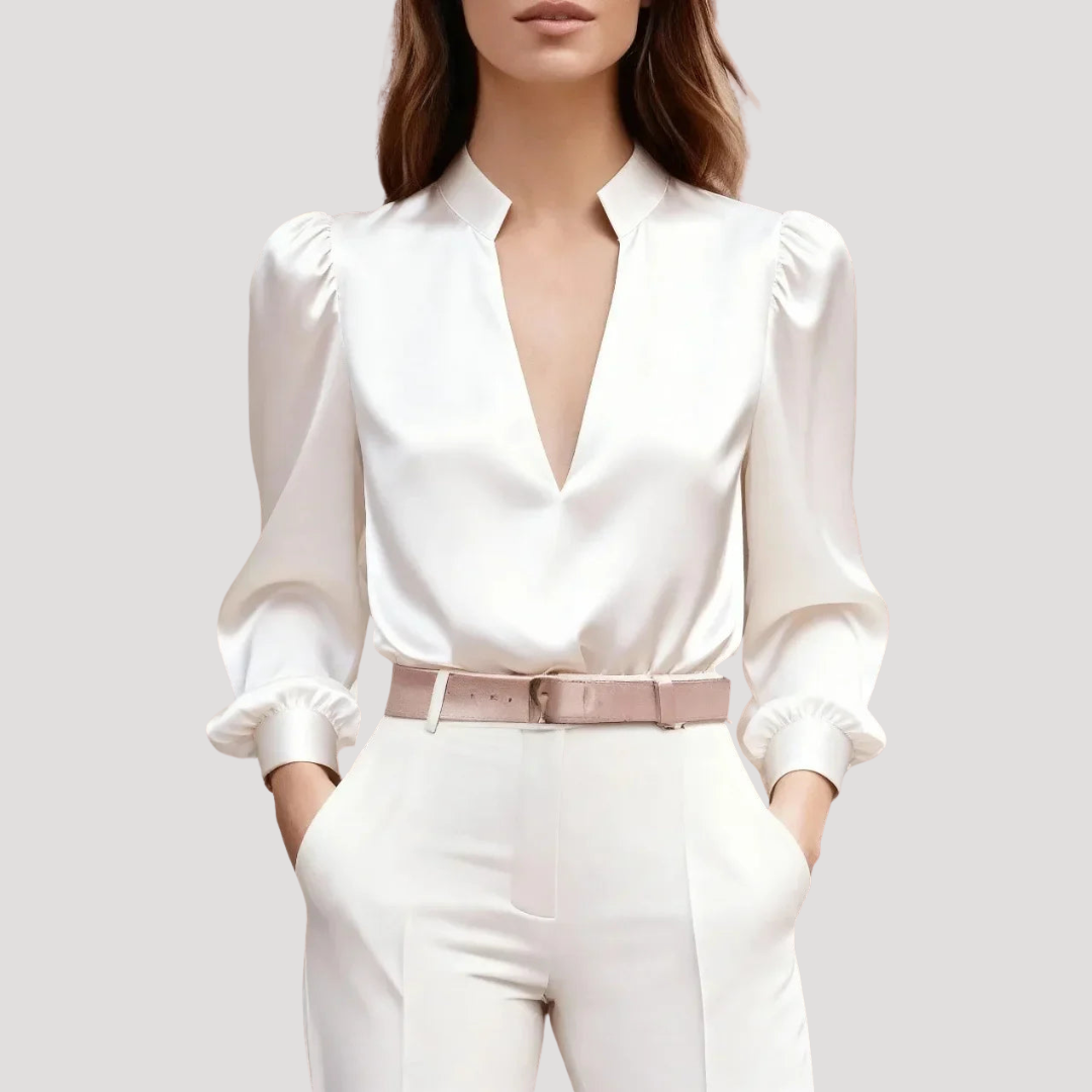Blouse Femme Col V Élégante Manches Longues