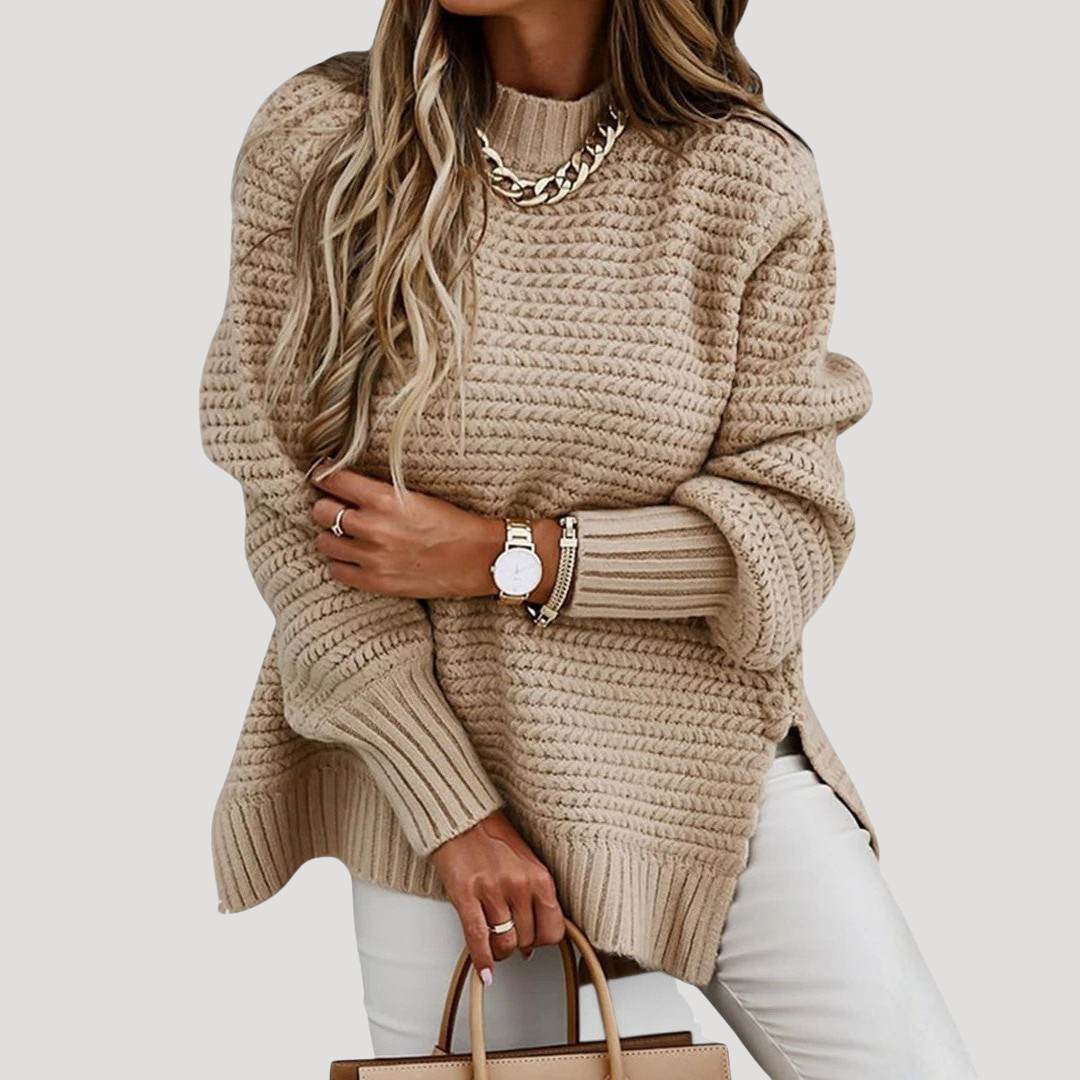Pull Femme Oversize en Maille Col Haut