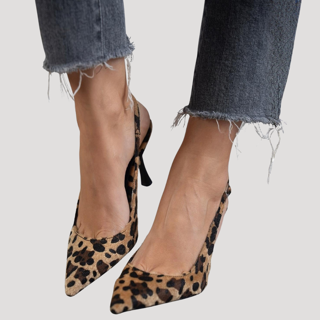 Escarpins slingback imprimé léopard