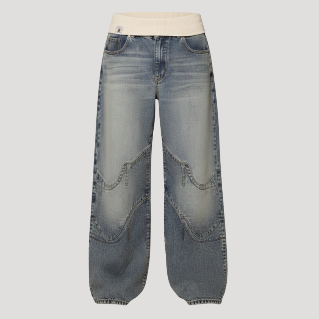 Jean large taille élastique coupe ample style baggy