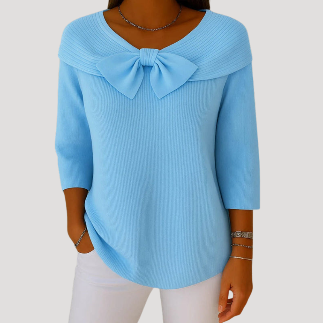 Pull Femme Élégant Maille Fine à Nœud