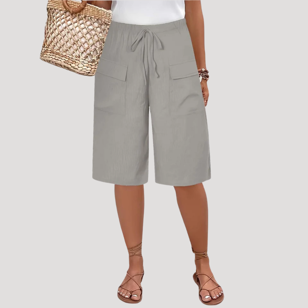 Bermuda Femme Long Taille Élastique à Poches