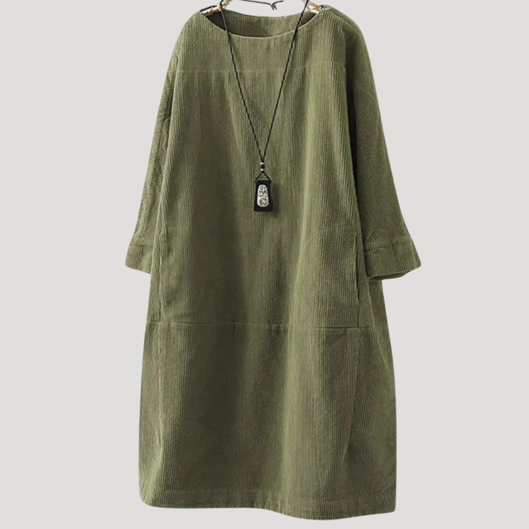 Robe Midi Femme Décontractée Ample à Manches Longues