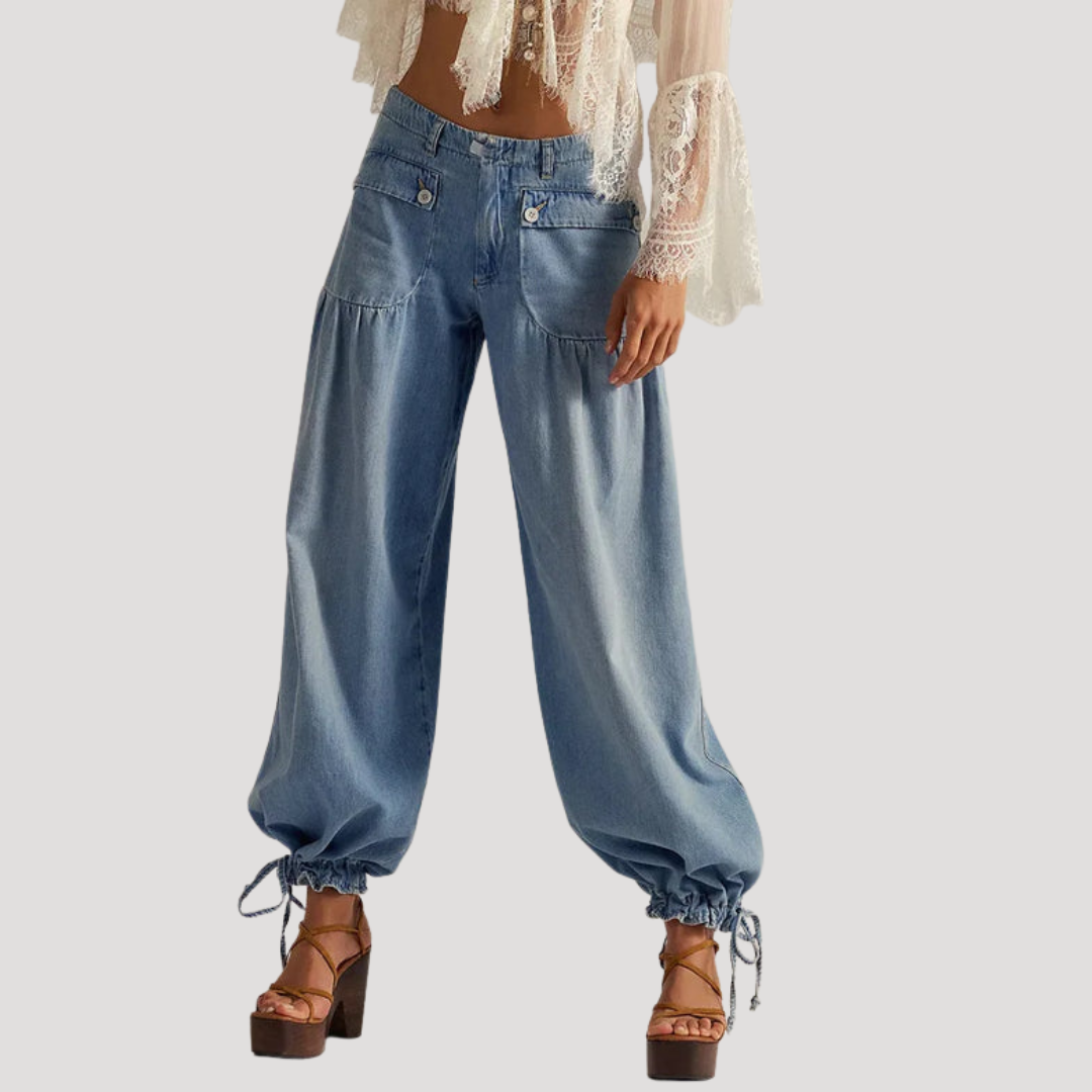 Jean femme coupe ballon style bohème
