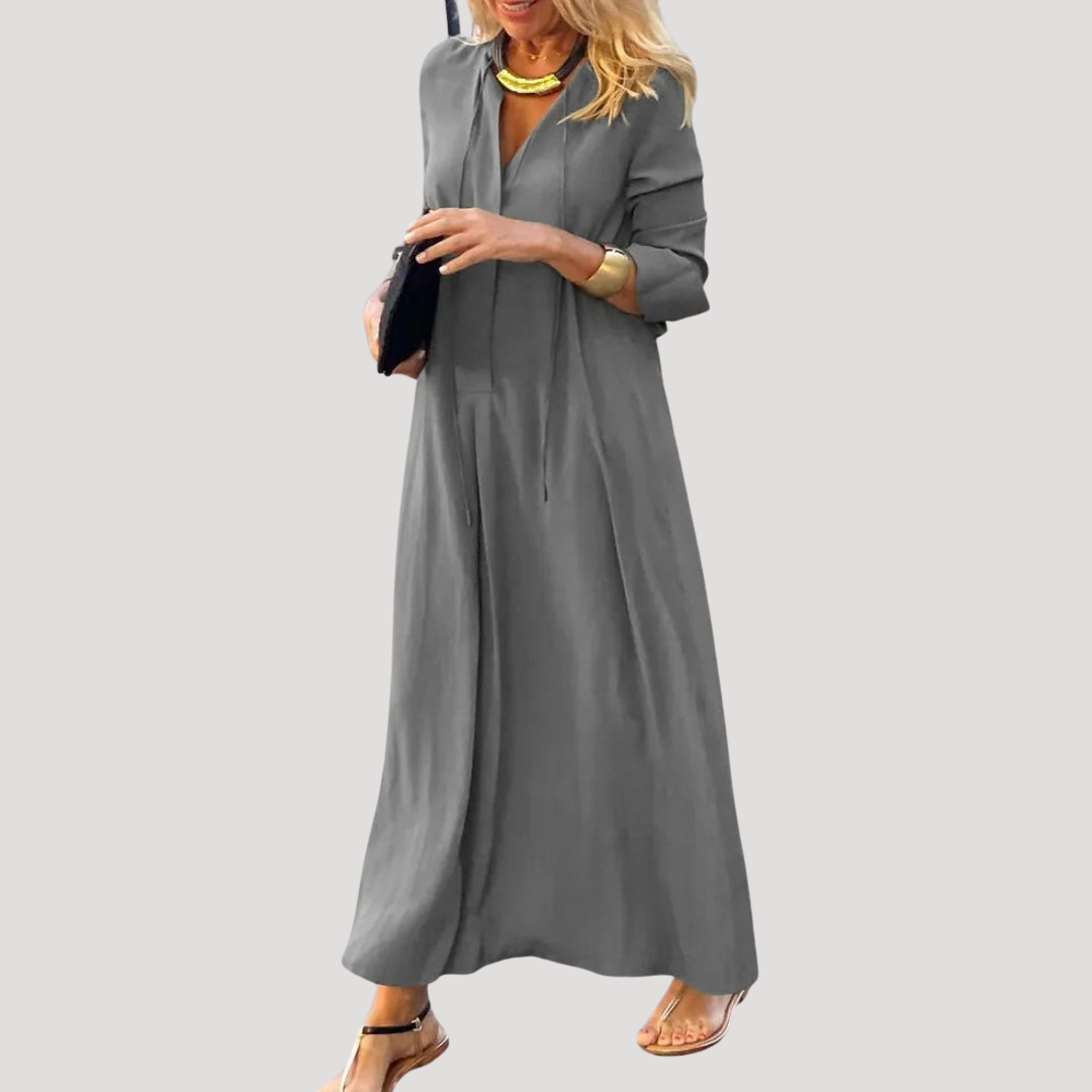 Robe longue fluide manches longues chic