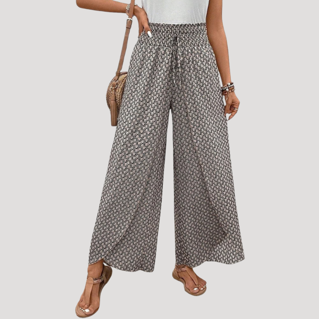 Pantalon palazzo femme imprimé fluide et léger