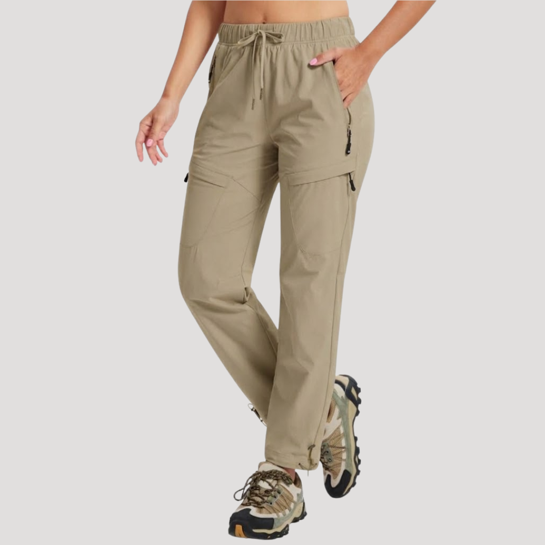 Pantalon Cargo Femme à Taille Élastique avec Cordon