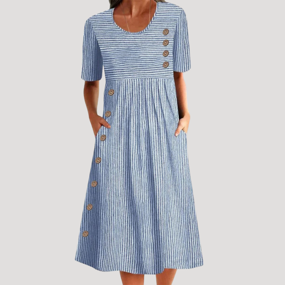 Robe d’été femme rayée boutonnée