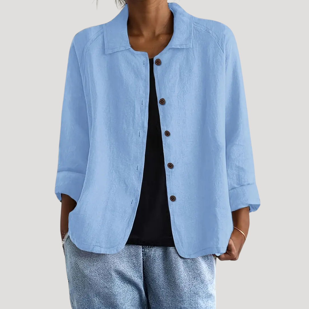 Chemisier Femme Boutonné Décontracté Manches Longues