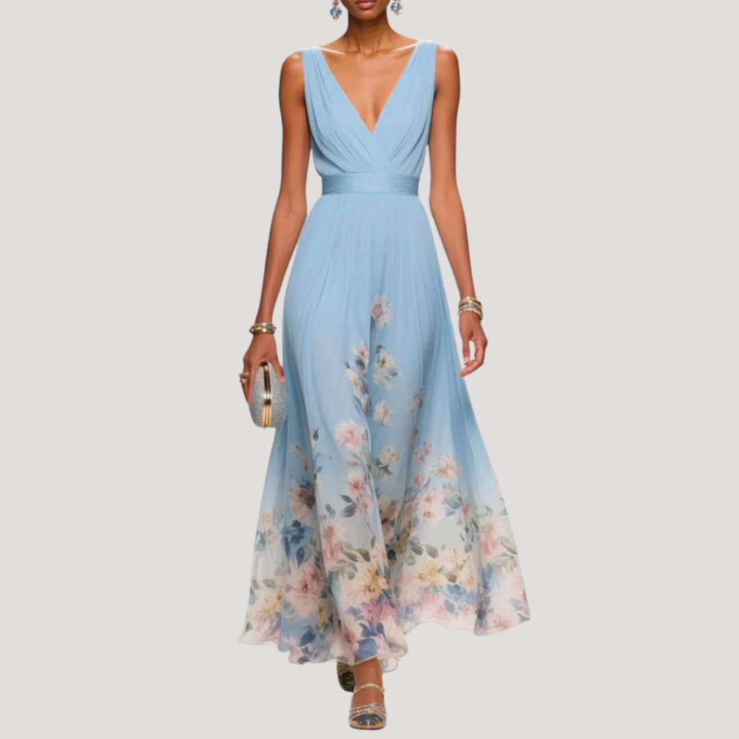 Robe longue fleurie de cérémonie élégante