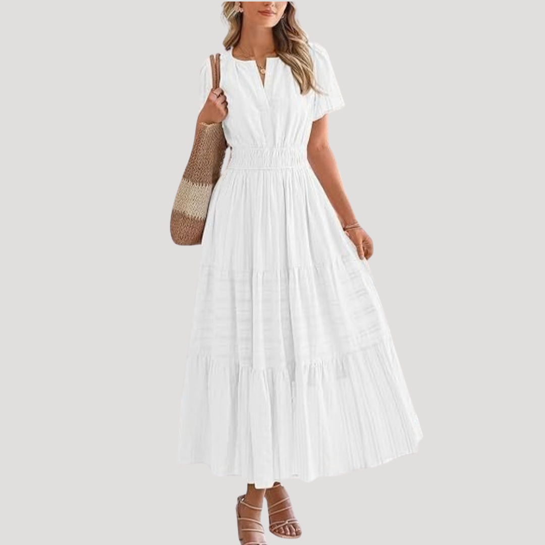 Robe longue légère à manches courtes