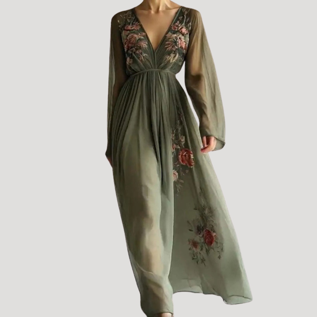 Robe longue à fleurs élégante fluide