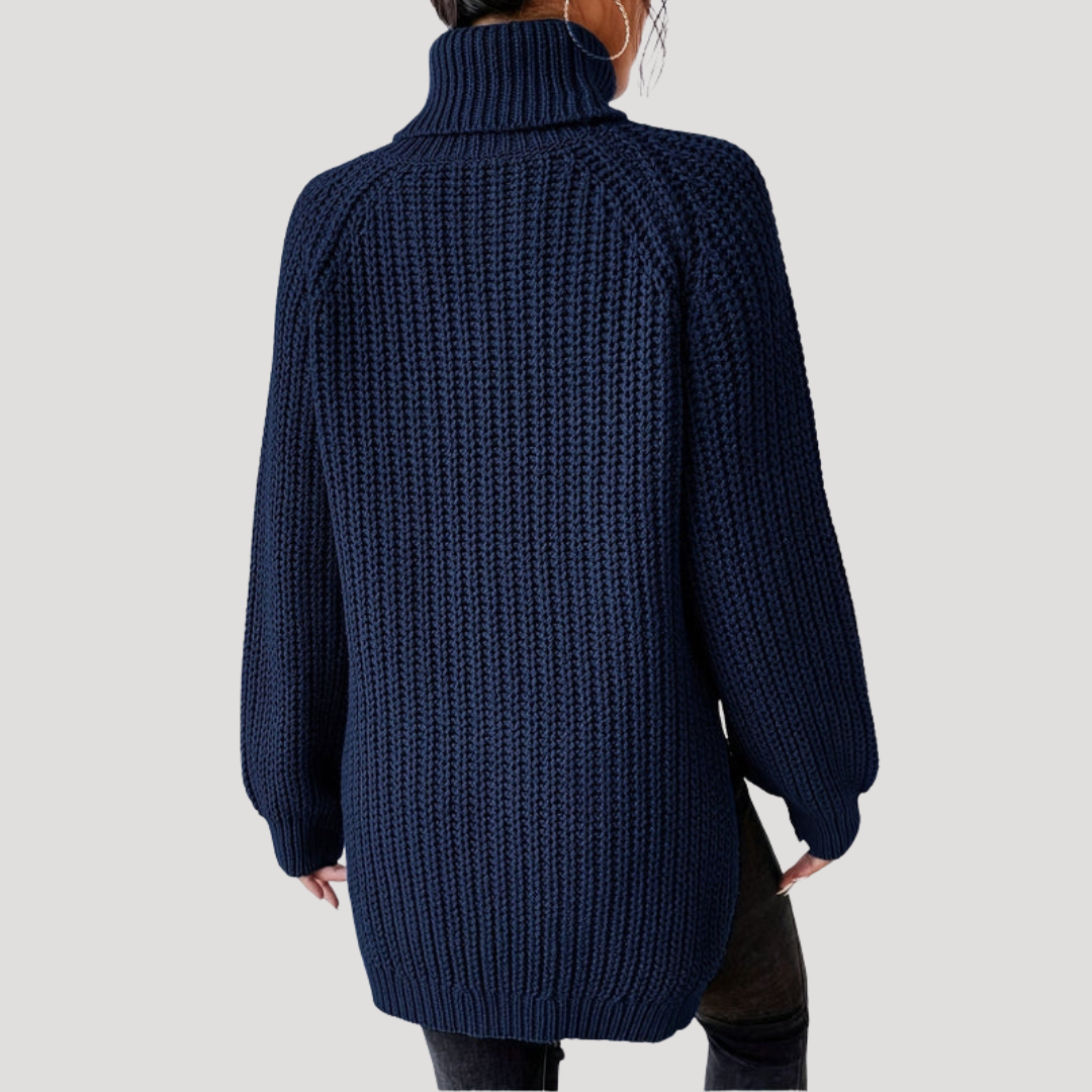 Pull Femme Oversize en Maille à Col Montant