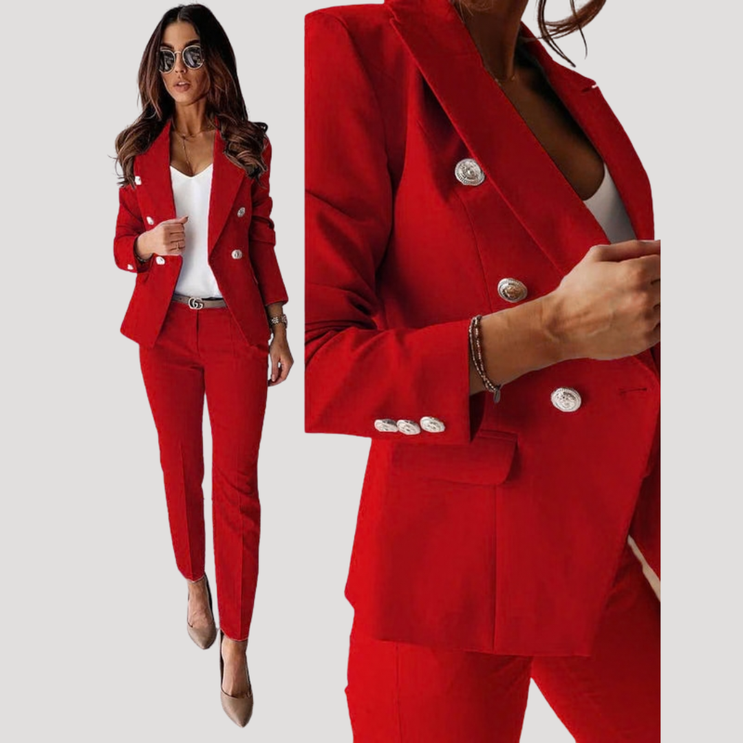 Ensemble Tailleur Femme Chic Pantalon Ajusté