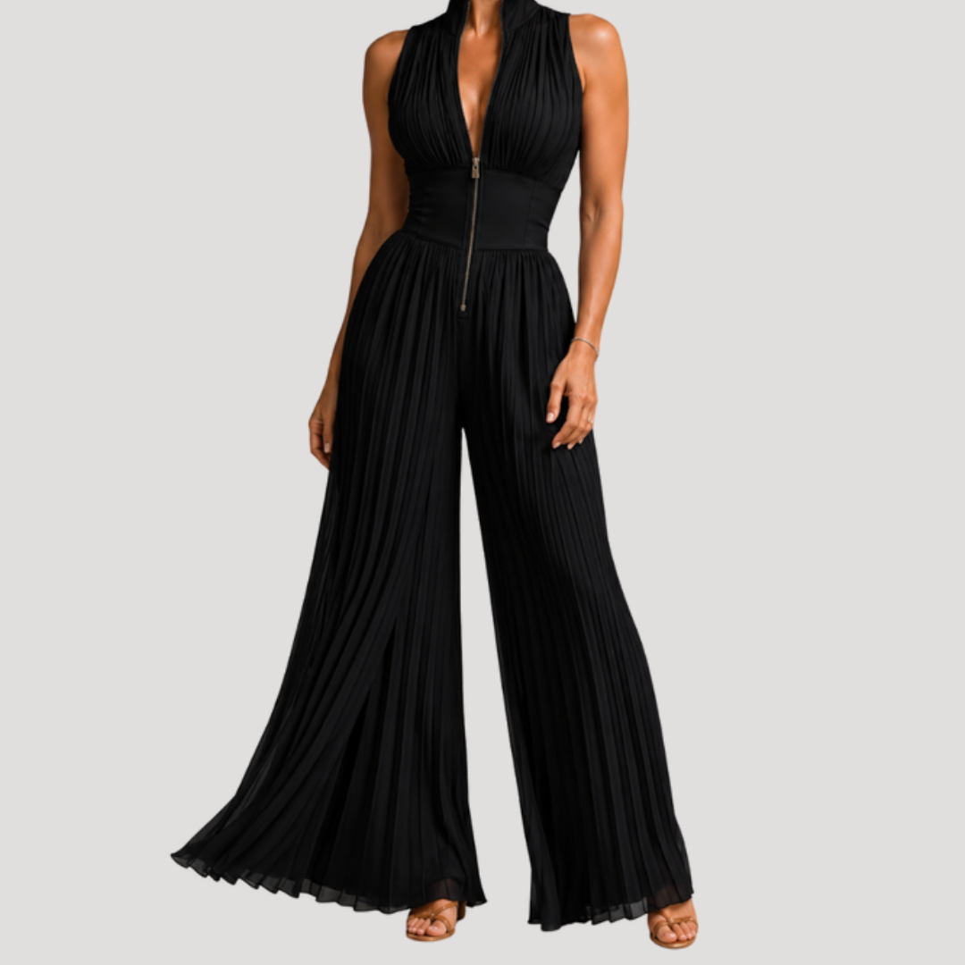 Combinaison femme fleurie dos nu à pantalon large