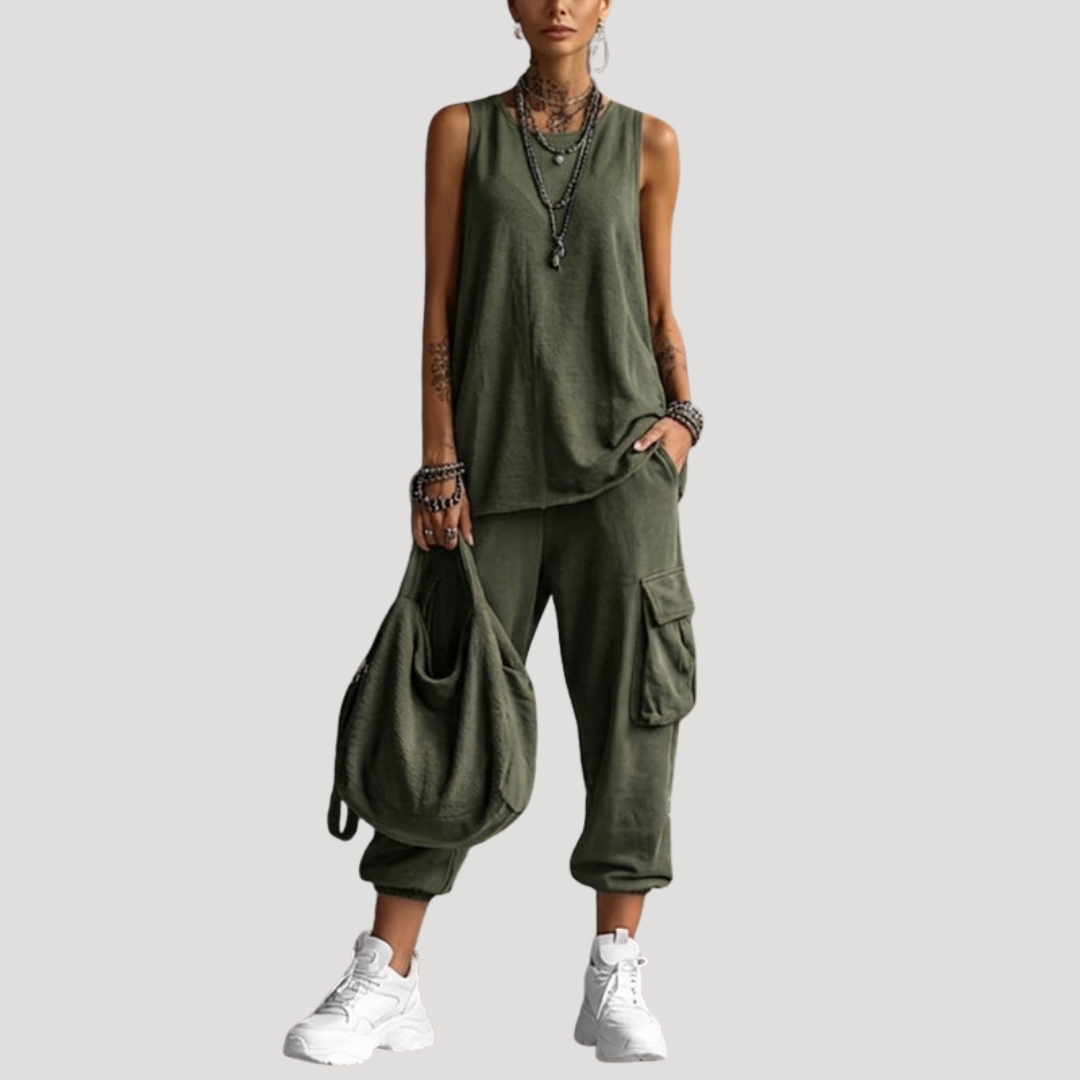 Ensemble Cargo Femme Sans Manches Décontracté