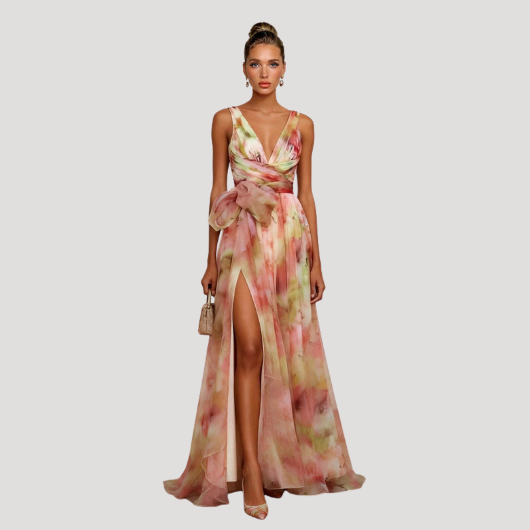 Robe Longue Fleurie Portefeuille Femme