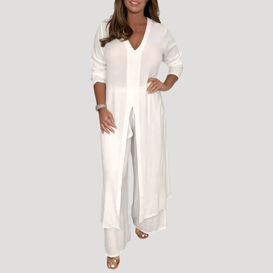 Combinaison Pantalon Femme Ceinturée Jambes Larges