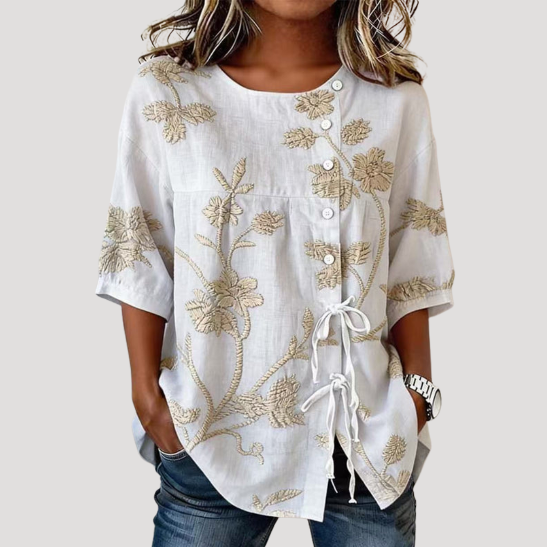 Blouse Femme Fleurie Bohème Manches Courtes