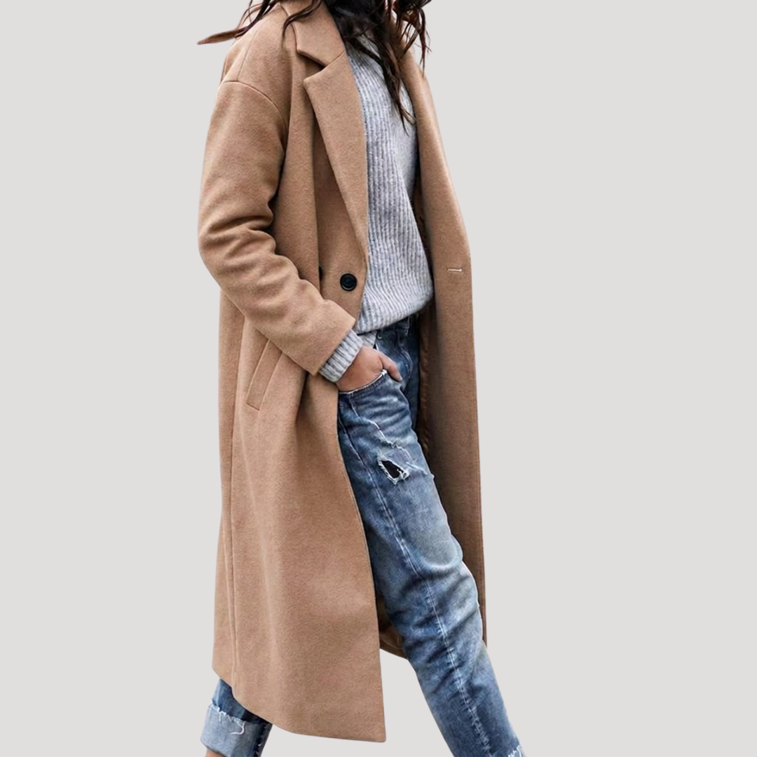 Manteau Long Femme à Bouton Unique