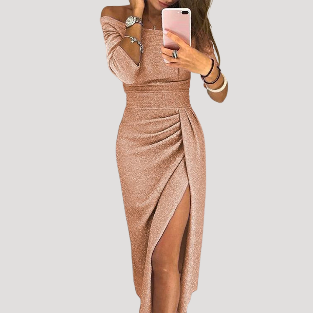 Robe midi femme élégante avec fente