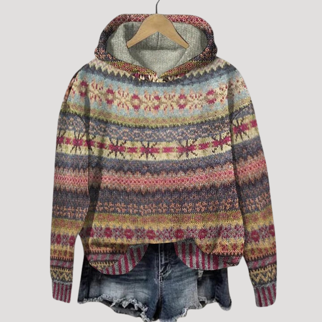 Pull Jacquard Femme Décontracté Manches Longues