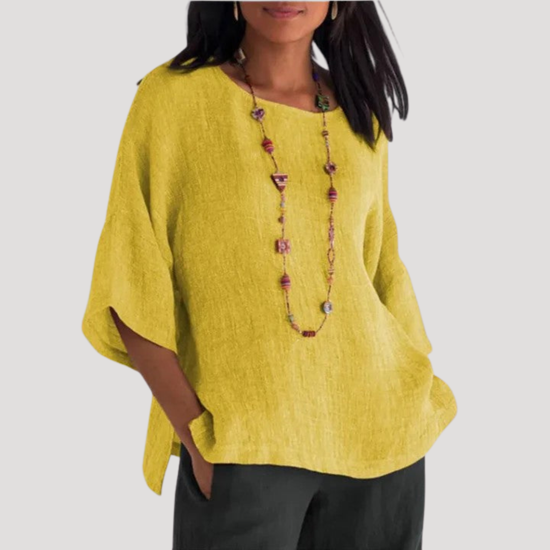 Tunique Femme Bohème Manches Chauve-Souris Unie