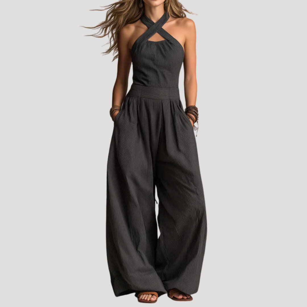 Combinaison Femme Col Halter Croisé Élégante