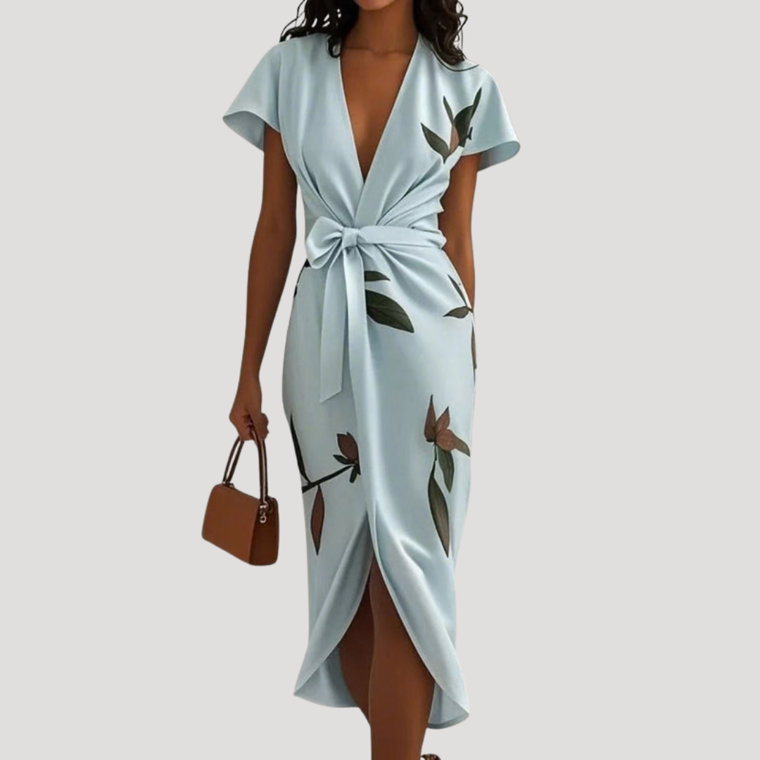 Robe mi longue femme fleurie portefeuille