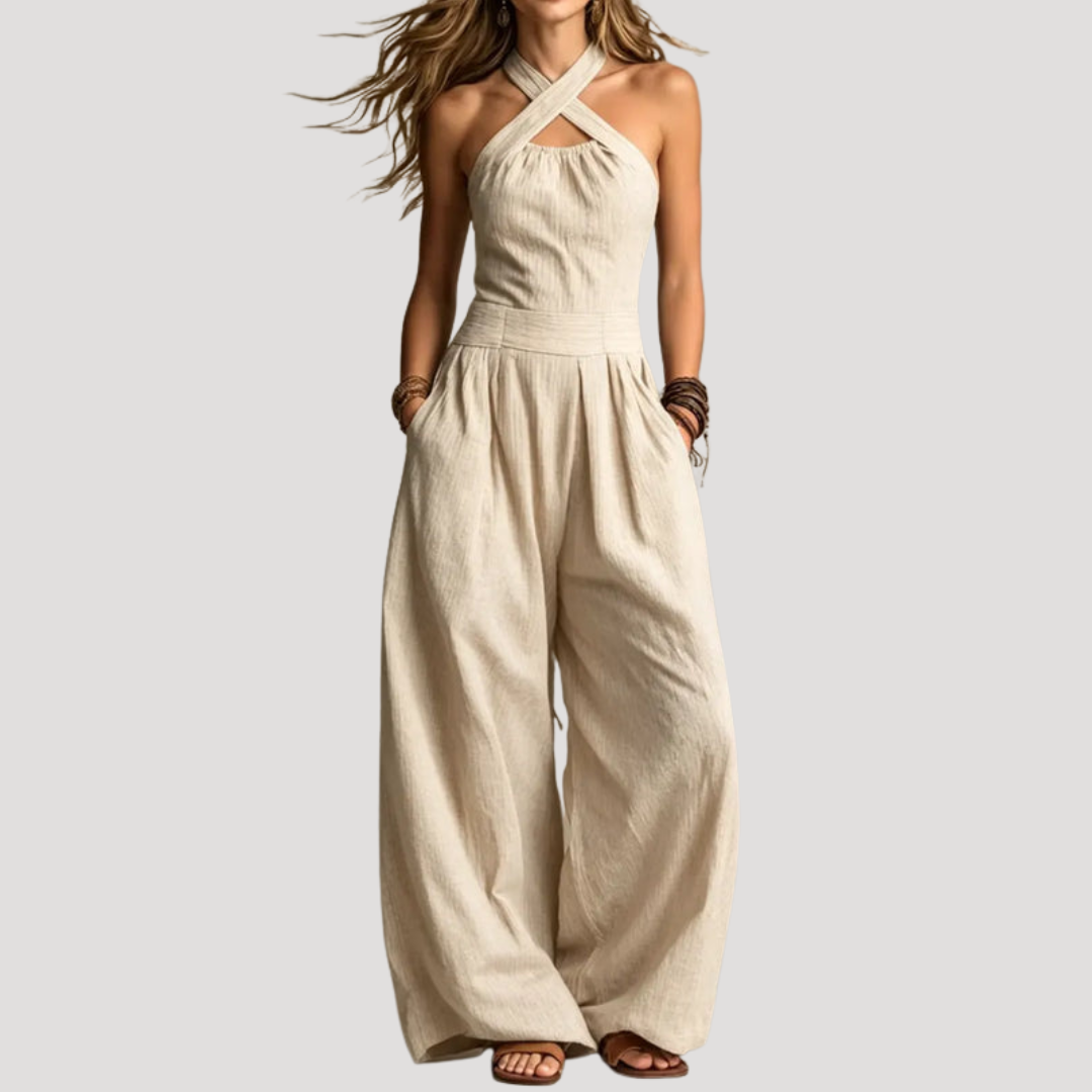Combinaison Femme Col Halter Croisé Élégante