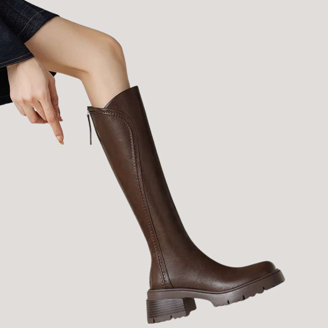 Bottes Hautes Femme à Talon Carré Épais