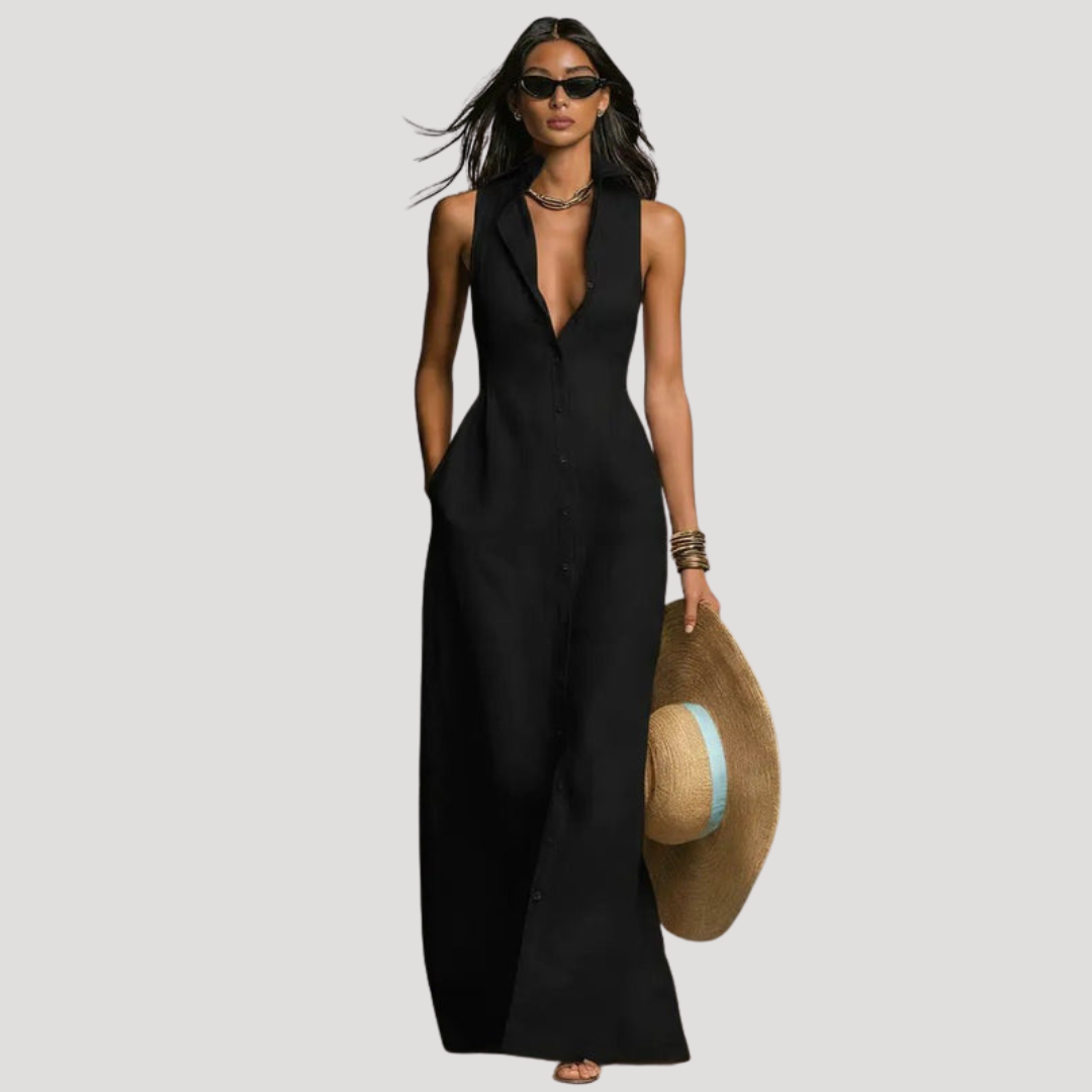 Robe Longue Cintrée Femme Boutonnée