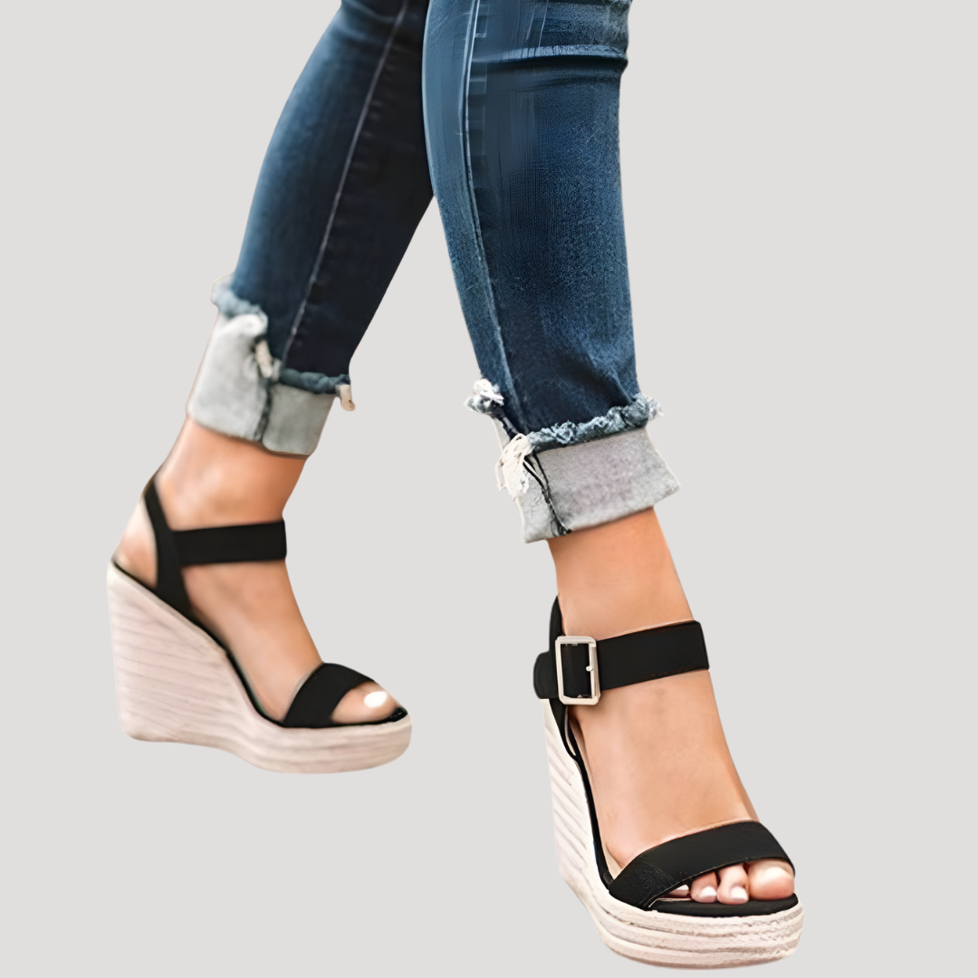 Sandales compensées à bride style espadrille