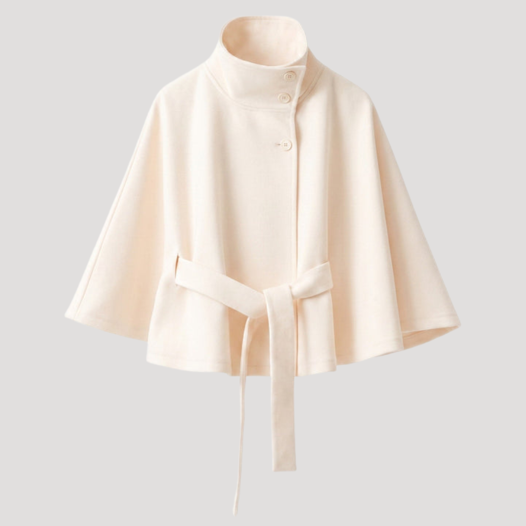 Manteau cape femme à col montant