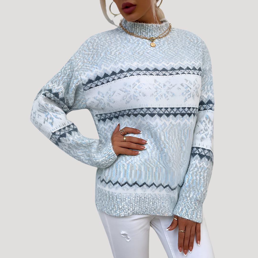Pull femme col montant imprimé