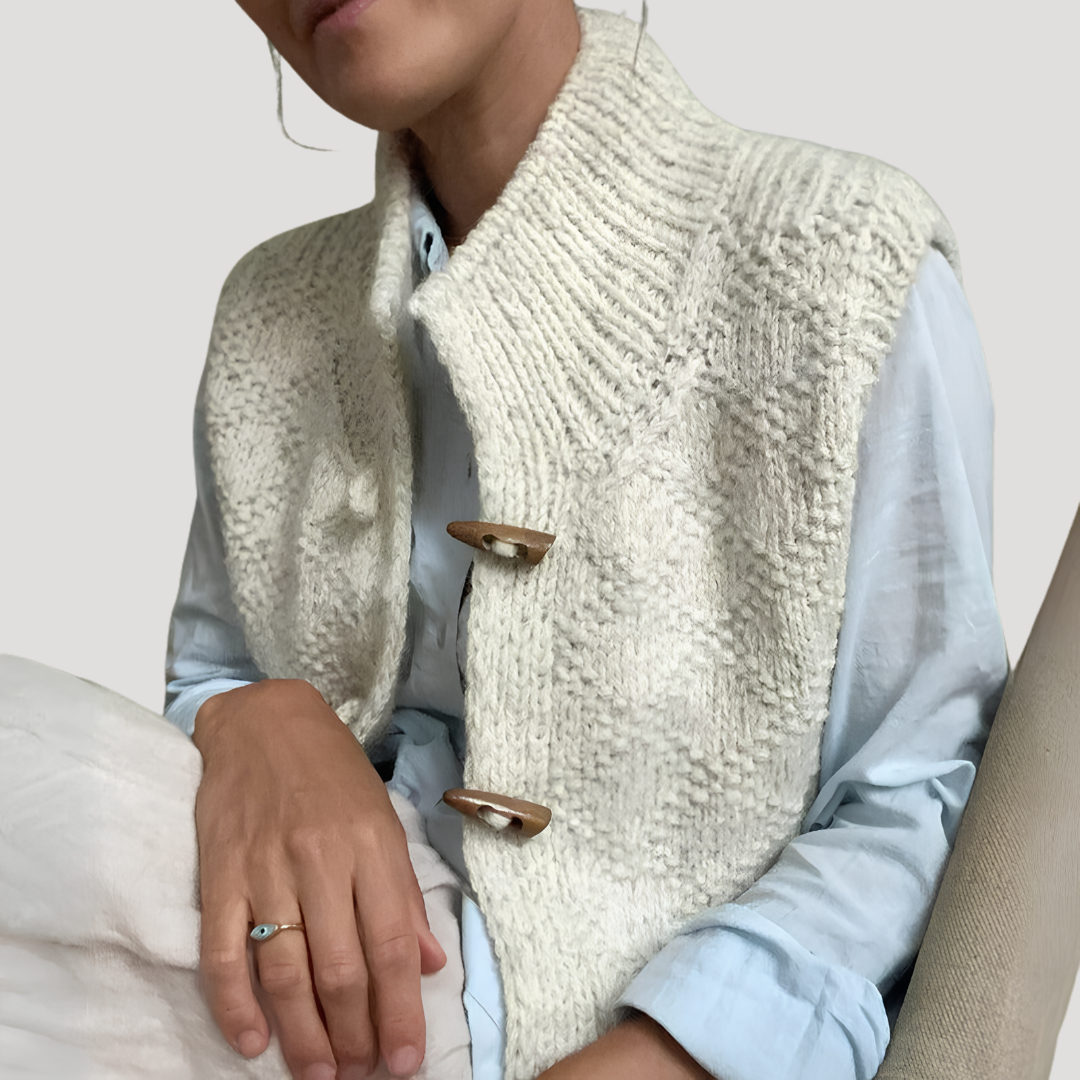 Cardigan femme sans manches boutonné